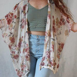 Flowy floral print Kimono